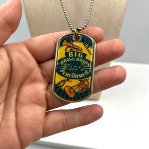 Vintage 2010 Big Brass Bands Performer Dog Tag Necklace Music Award Pendant 24"